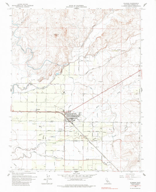 Classic USGS Planada California 7.5'x7.5' Topo Map Image