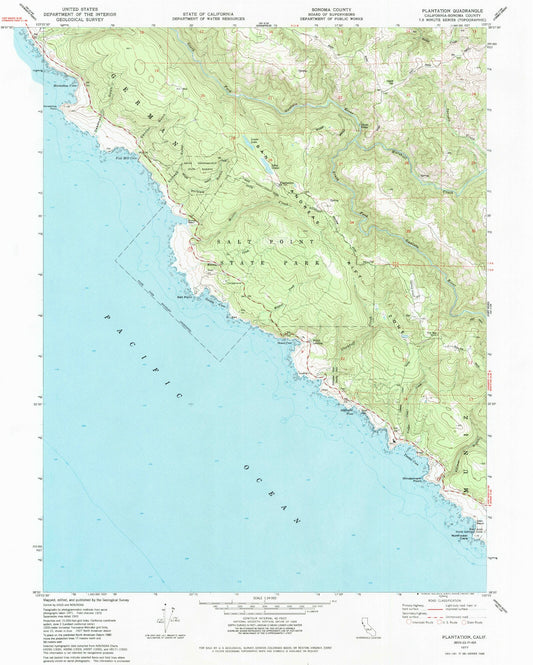 Classic USGS Plantation California 7.5'x7.5' Topo Map Image
