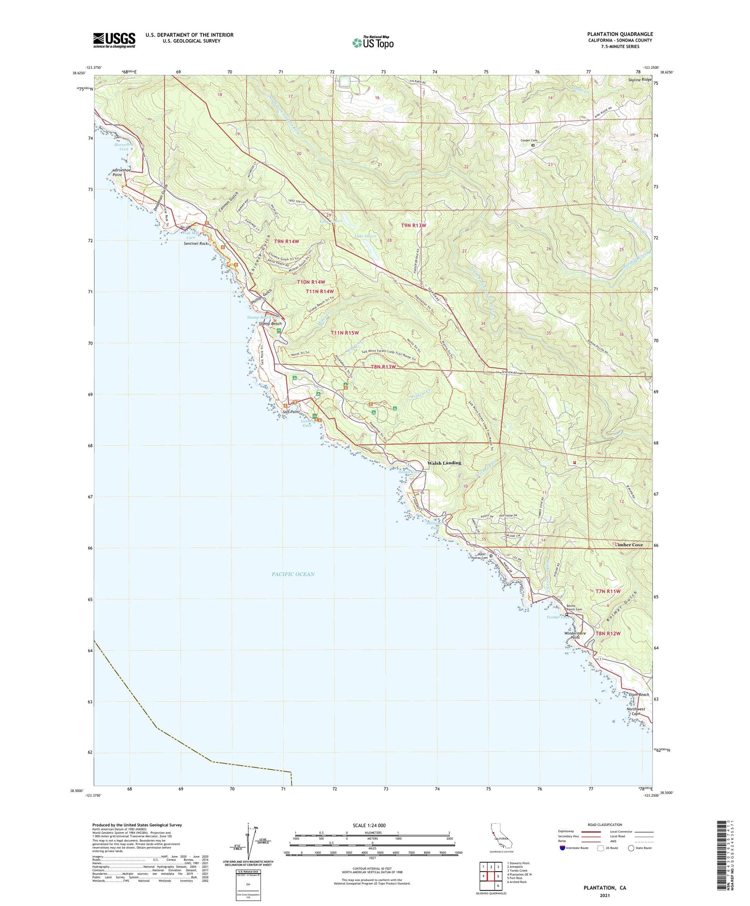 Plantation California US Topo Map Image