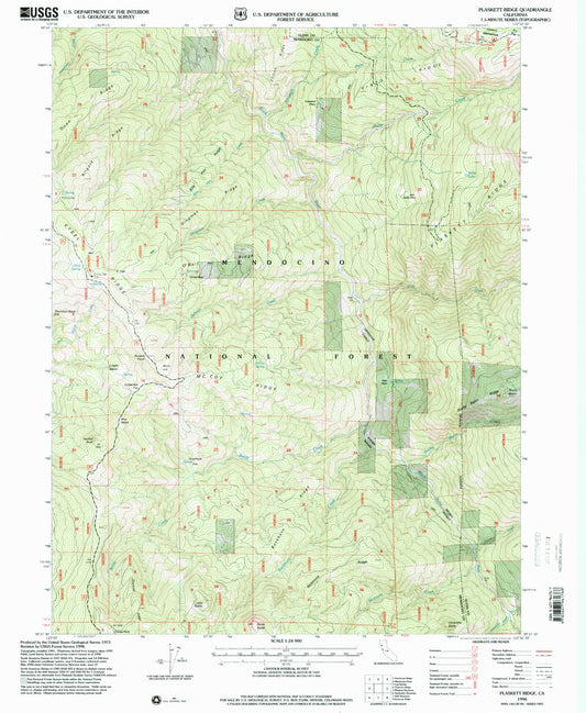 Classic USGS Plaskett Ridge California 7.5'x7.5' Topo Map Image