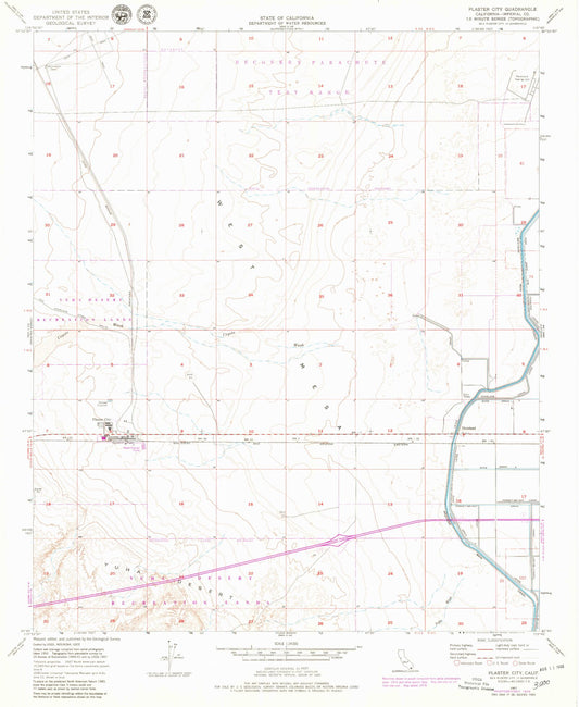 Classic USGS Plaster City California 7.5'x7.5' Topo Map Image