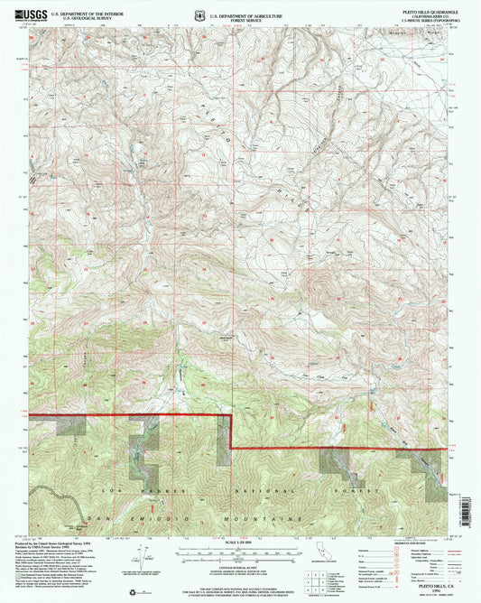 Classic USGS Pleito Hills California 7.5'x7.5' Topo Map Image