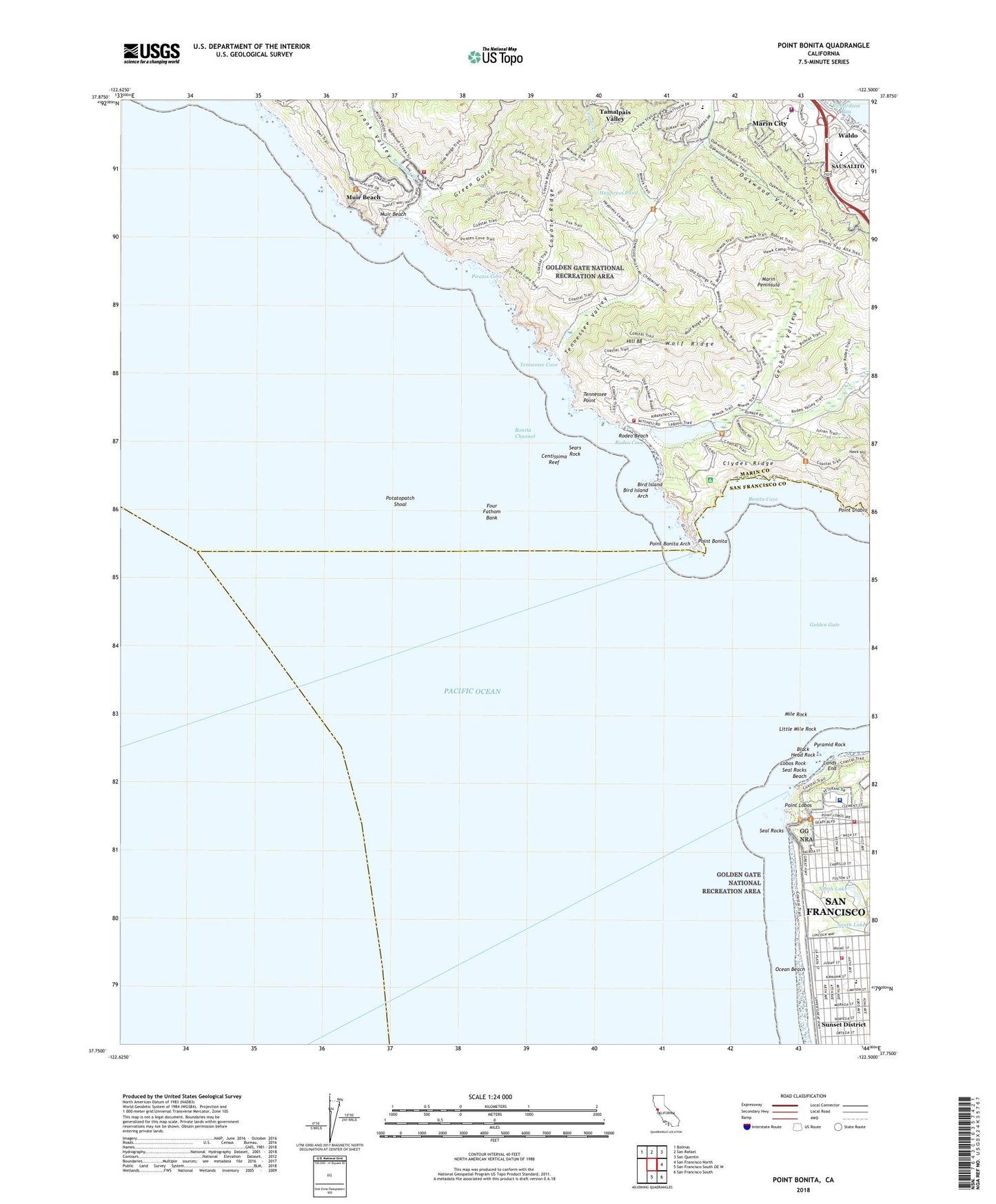 Point Bonita California US Topo Map Image