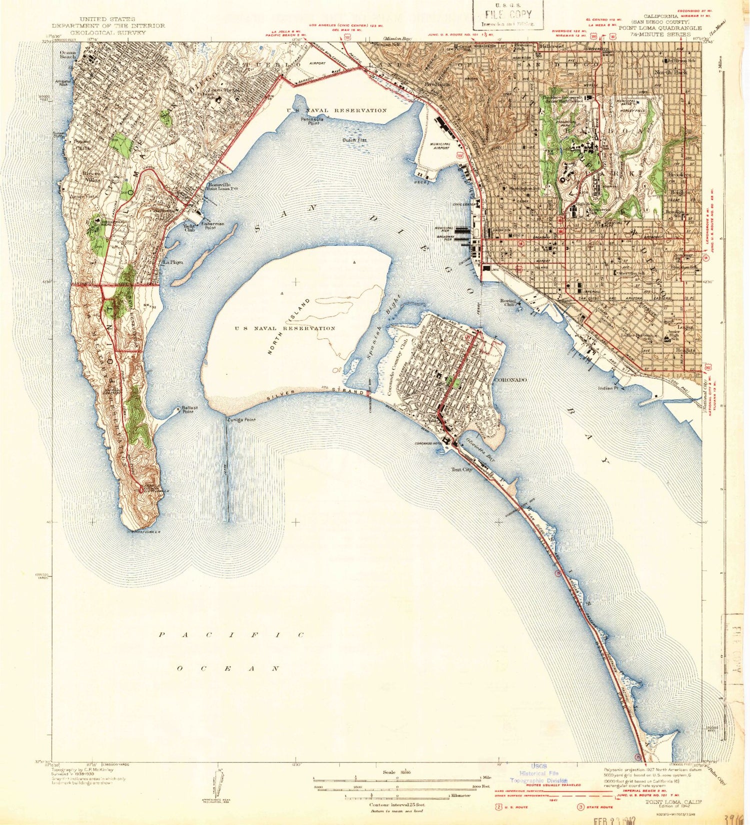 Classic USGS Point Loma California 7.5'x7.5' Topo Map Image