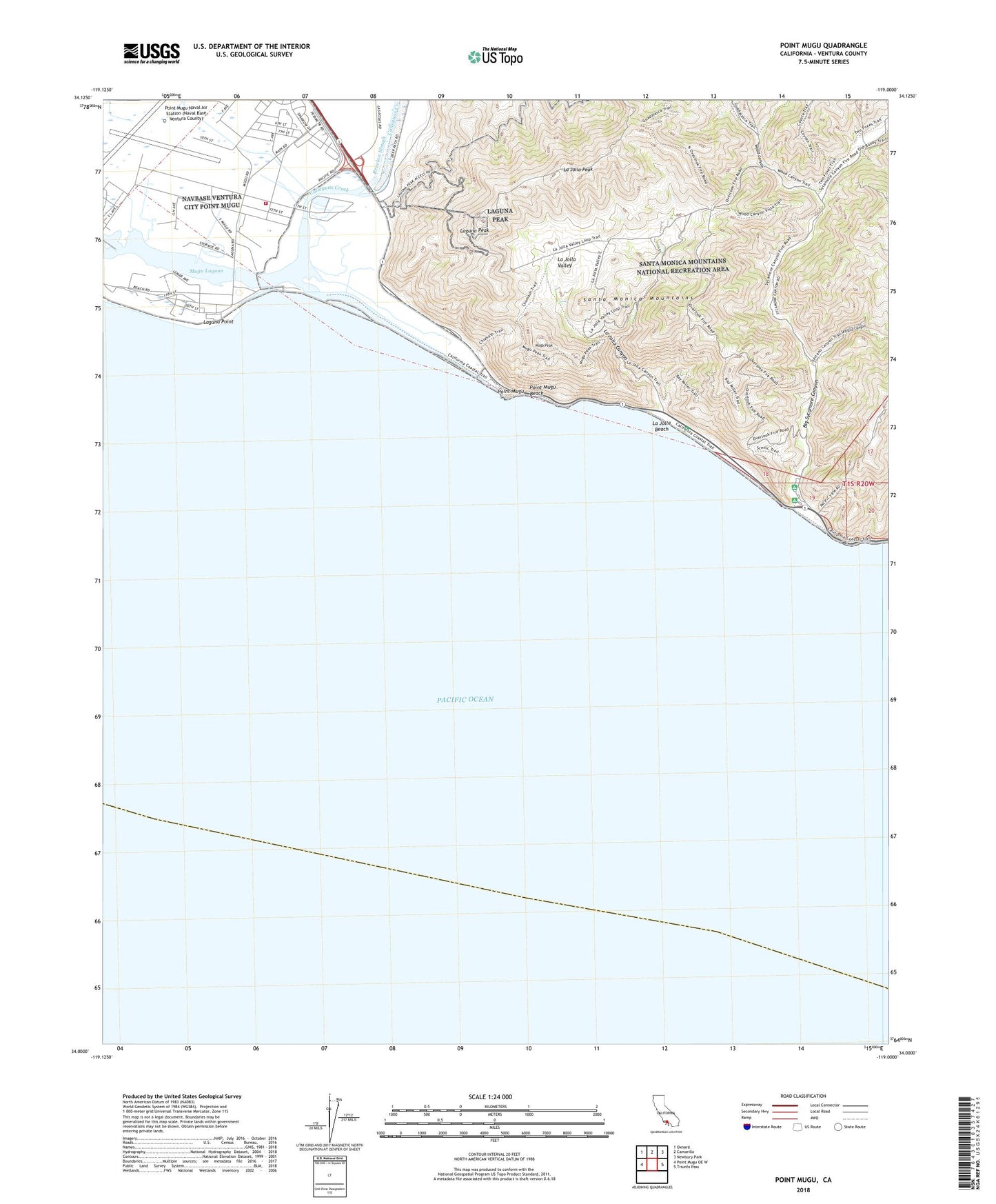 Point Mugu California US Topo Map Image