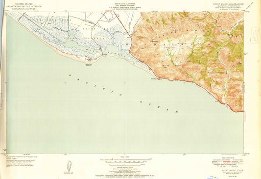 Classic USGS Point Mugu California 7.5'x7.5' Topo Map Image