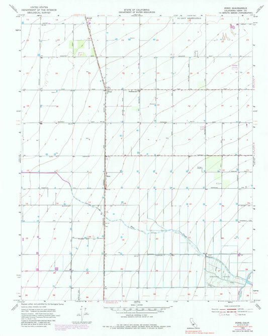 Classic USGS Pond California 7.5'x7.5' Topo Map Image
