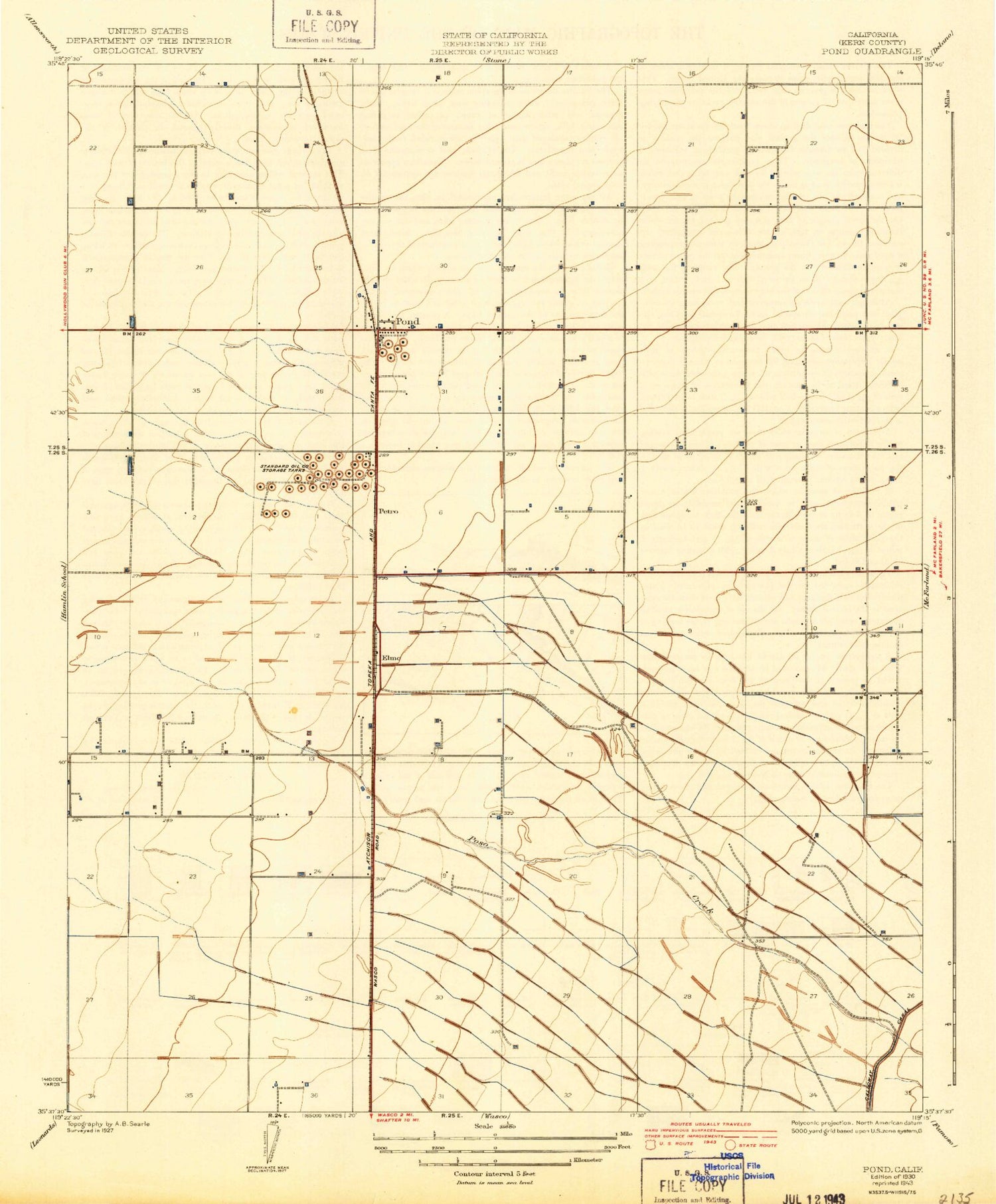 Classic USGS Pond California 7.5'x7.5' Topo Map Image