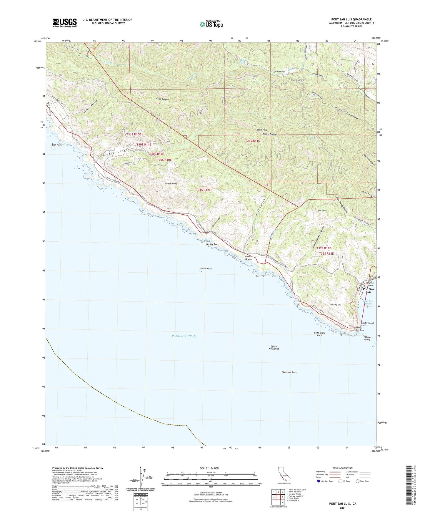 Port San Luis California US Topo Map Image