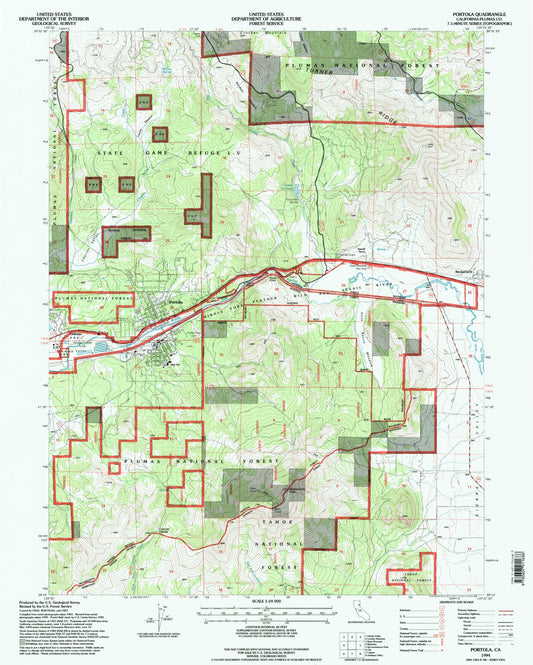 Classic USGS Portola California 7.5'x7.5' Topo Map Image