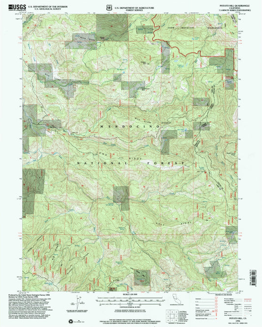 Classic USGS Potato Hill California 7.5'x7.5' Topo Map Image