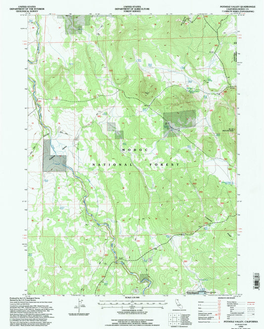Classic USGS Pothole Valley California 7.5'x7.5' Topo Map Image