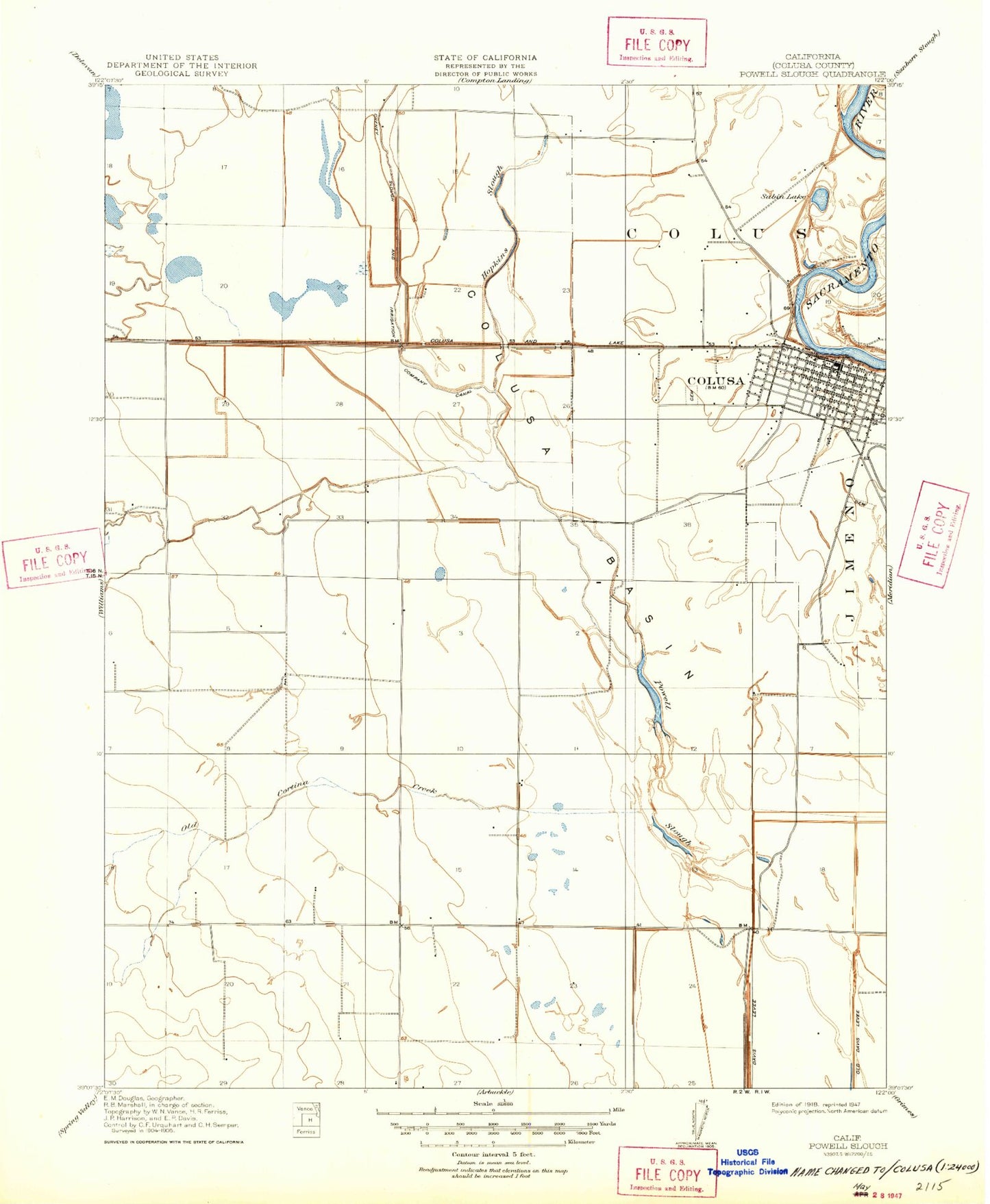 Classic USGS Colusa California 7.5'x7.5' Topo Map Image