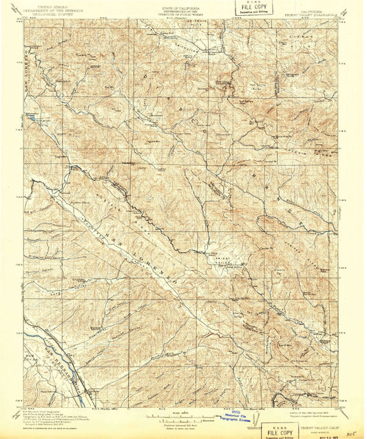 Historic 1915 Priest Valley California 30'x30' Topo Map Image