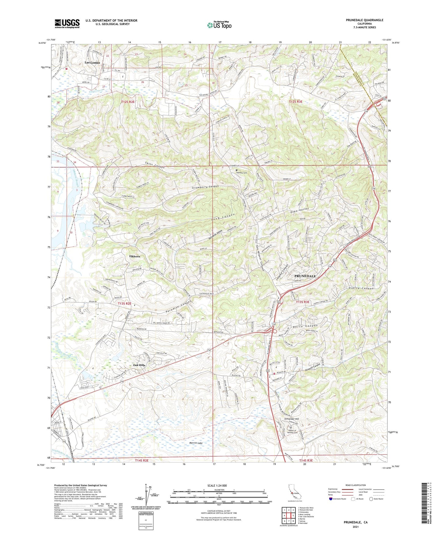 Prunedale California US Topo Map Image