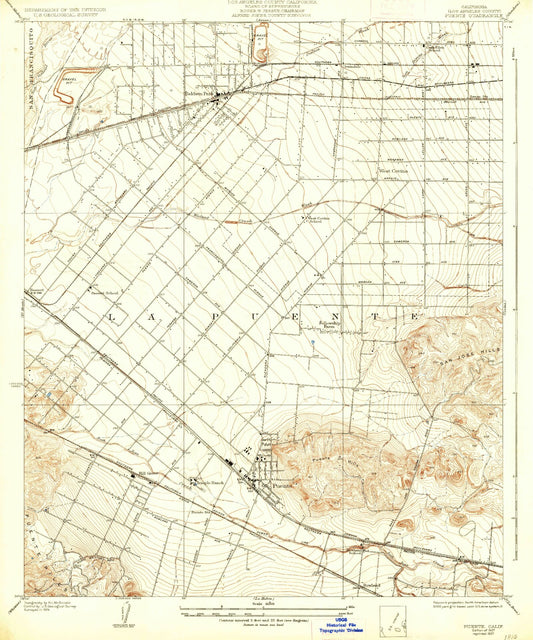 Classic USGS Puente California 7.5'x7.5' Topo Map Image