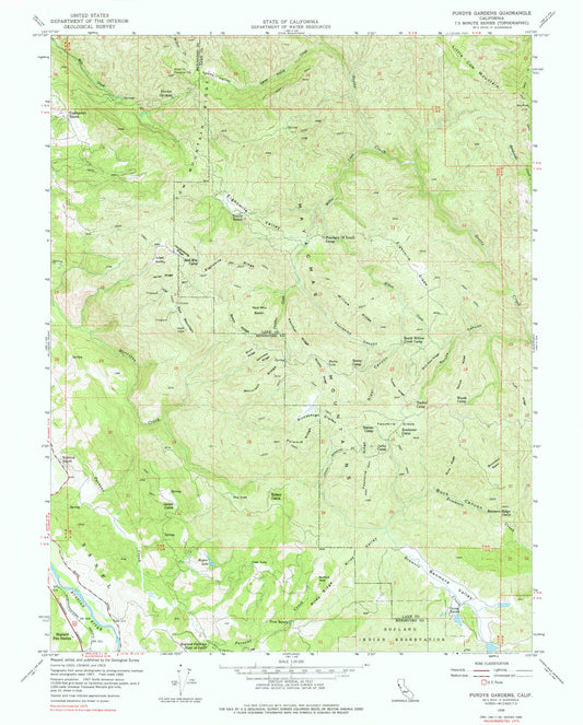 Classic USGS Purdys Gardens California 7.5'x7.5' Topo Map Image