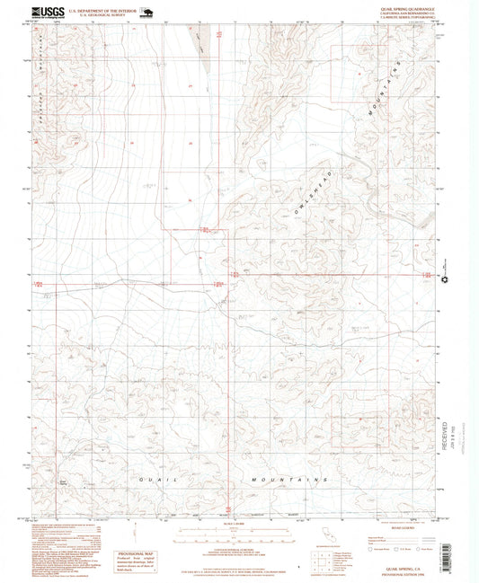 Classic USGS Quail Spring California 7.5'x7.5' Topo Map Image