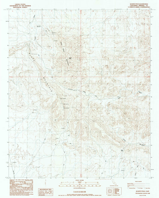 Classic USGS Quartz Peak California 7.5'x7.5' Topo Map Image