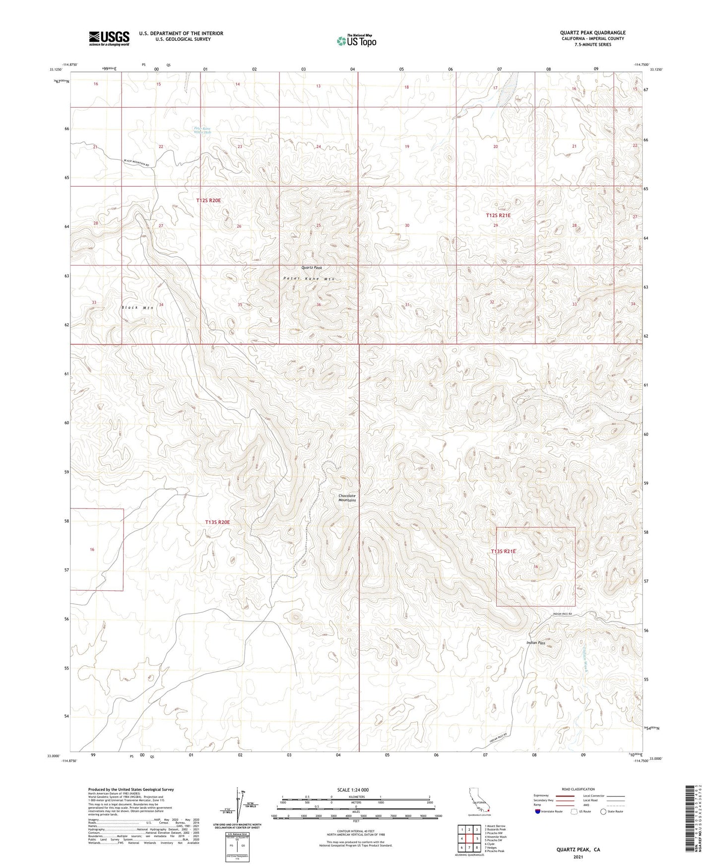Quartz Peak California US Topo Map Image