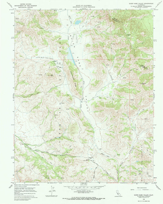 Classic USGS Quien Sabe Valley California 7.5'x7.5' Topo Map Image