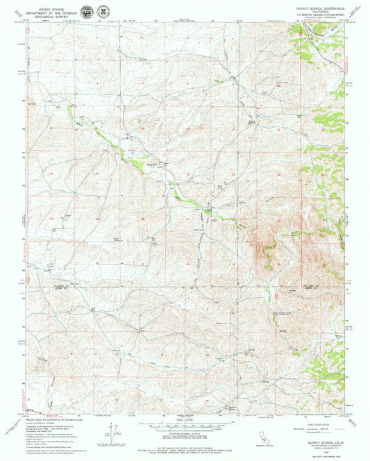 Classic USGS Quincy School California 7.5'x7.5' Topo Map Image