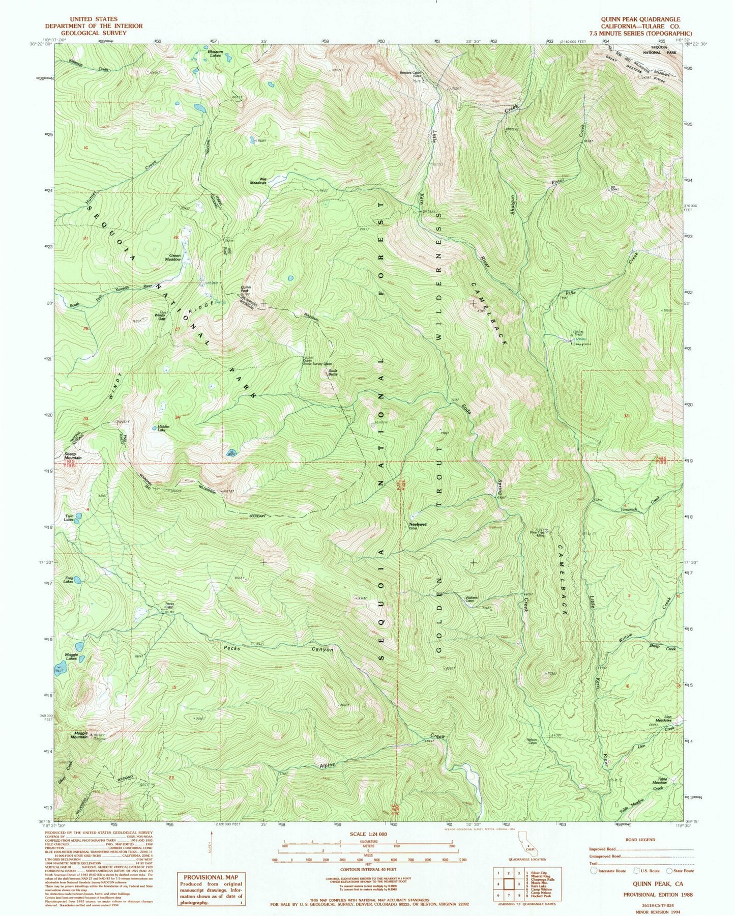 Classic USGS Quinn Peak California 7.5'x7.5' Topo Map Image