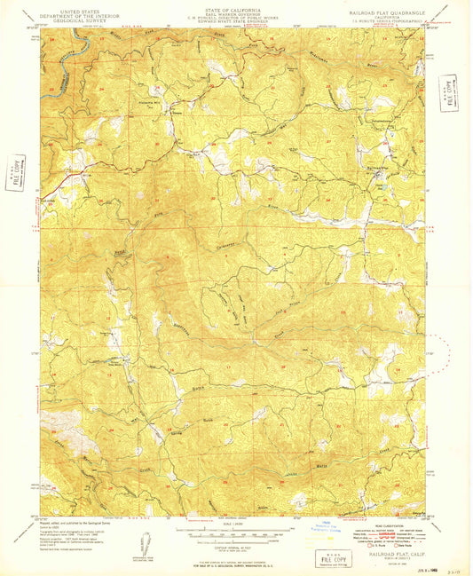 Classic USGS Rail Road Flat California 7.5'x7.5' Topo Map Image