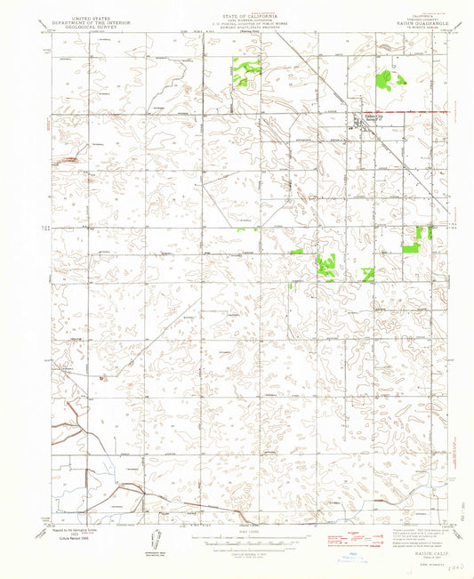 Classic USGS Raisin California 7.5'x7.5' Topo Map Image