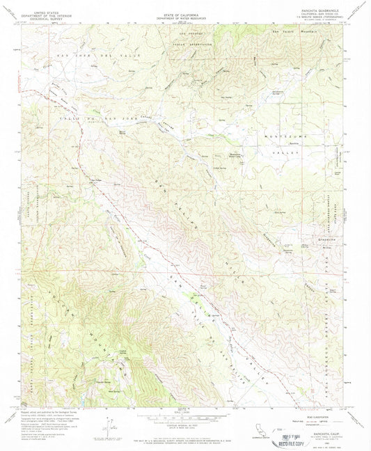 Classic USGS Ranchita California 7.5'x7.5' Topo Map Image
