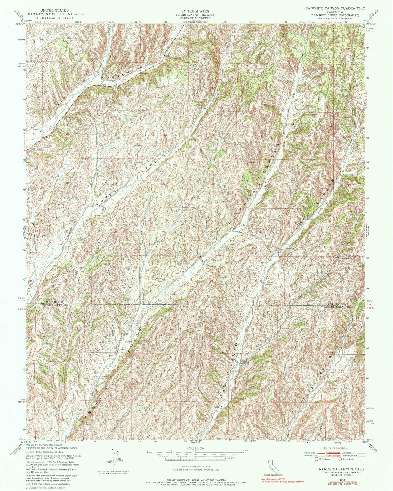 Classic USGS Ranchito Canyon California 7.5'x7.5' Topo Map Image
