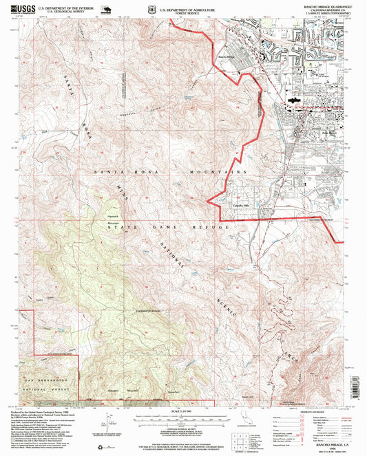 Classic USGS Rancho Mirage California 7.5'x7.5' Topo Map Image