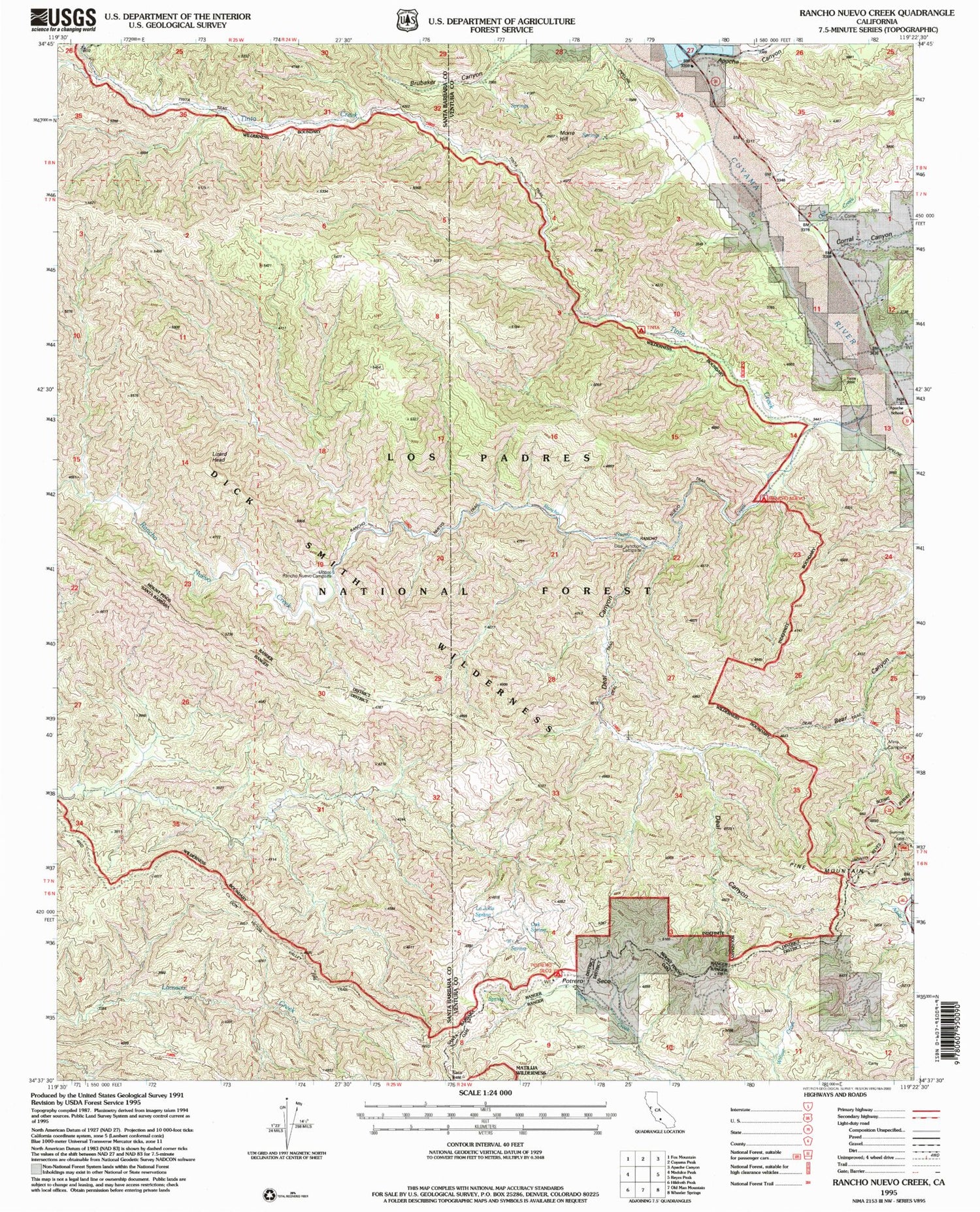 Classic USGS Rancho Nuevo Creek California 7.5'x7.5' Topo Map Image