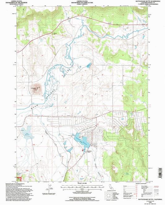 Classic USGS Rattlesnake Butte California 7.5'x7.5' Topo Map Image