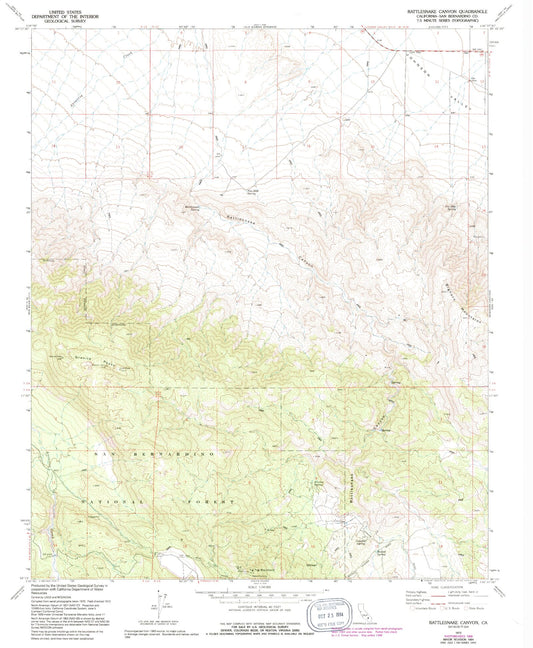 USGS Classic Rattlesnake Canyon California 7.5'x7.5' Topo Map Image