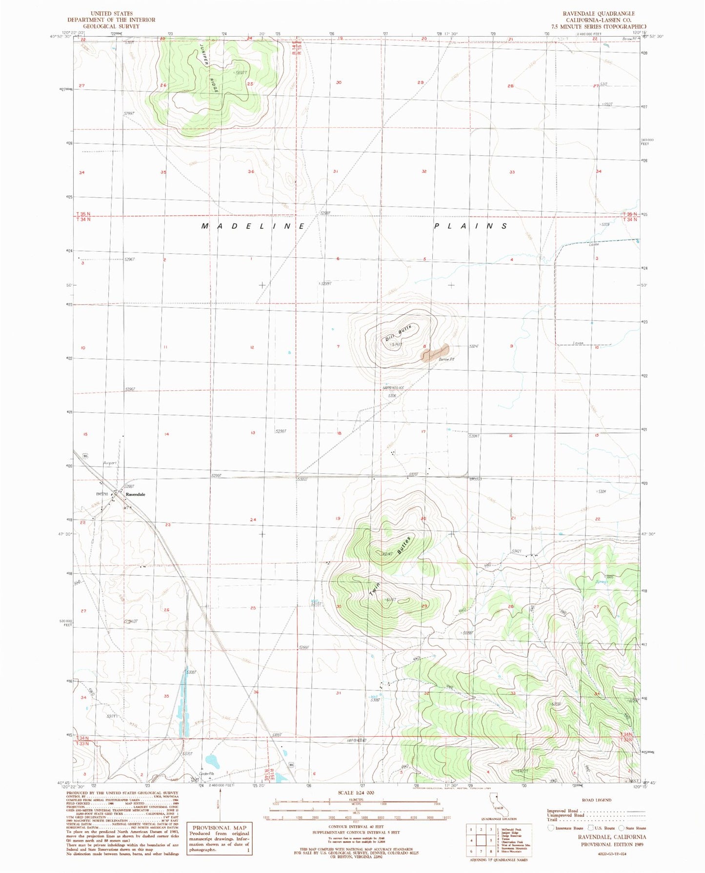 Classic USGS Ravendale California 7.5'x7.5' Topo Map Image