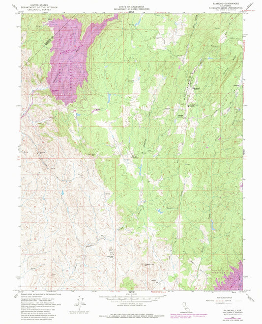 Classic USGS Raymond California 7.5'x7.5' Topo Map Image