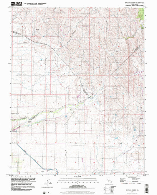 Classic USGS Raynor Creek California 7.5'x7.5' Topo Map Image