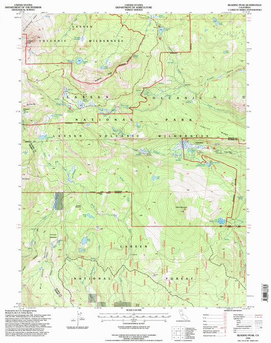 Classic USGS Reading Peak California 7.5'x7.5' Topo Map Image