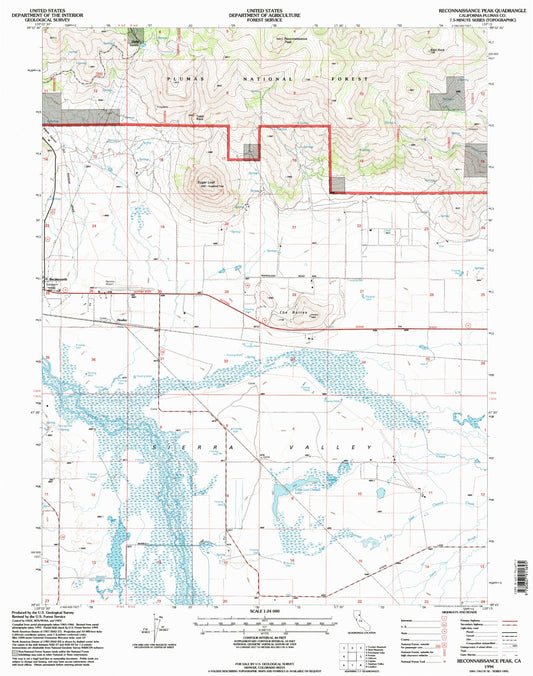 Classic USGS Reconnaissance Peak California 7.5'x7.5' Topo Map Image