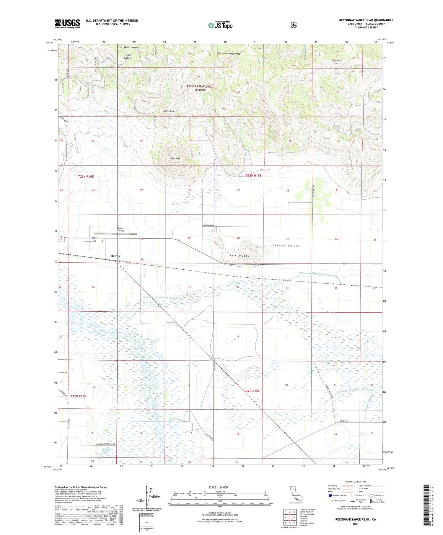 Reconnaissance Peak California US Topo Map Image