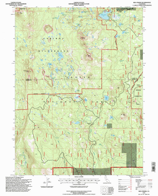 Classic USGS Red Cinder California 7.5'x7.5' Topo Map Image
