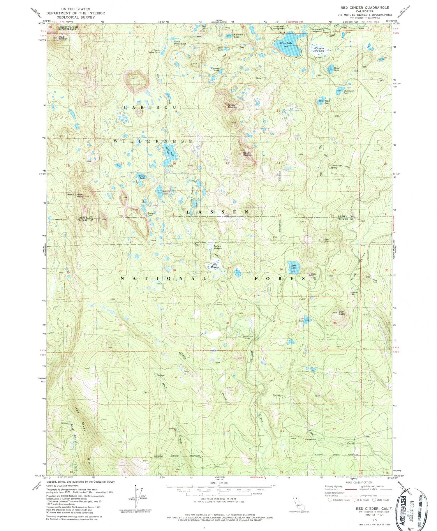 Classic USGS Red Cinder California 7.5'x7.5' Topo Map Image