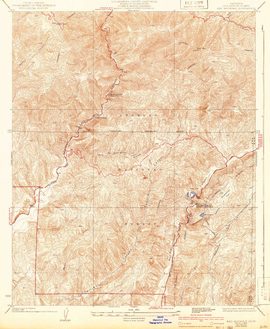 Classic USGS Red Mountain California 7.5'x7.5' Topo Map Image