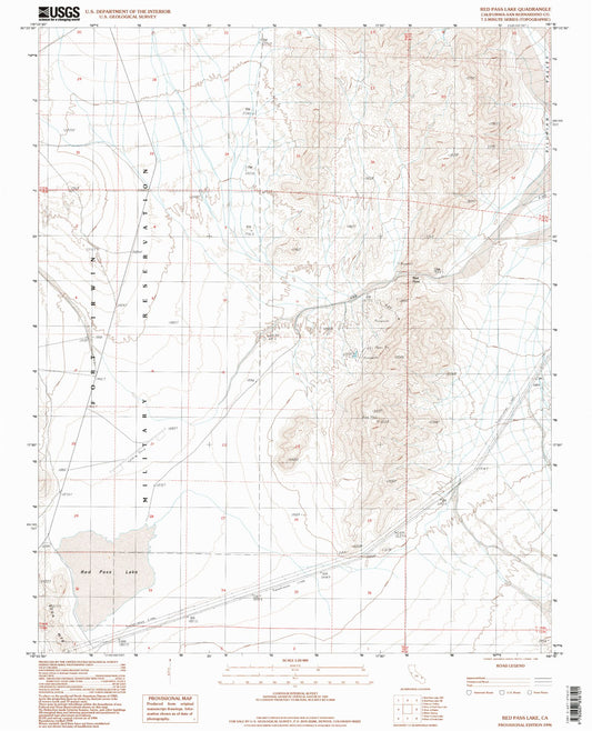 Classic USGS Red Pass Lake California 7.5'x7.5' Topo Map Image