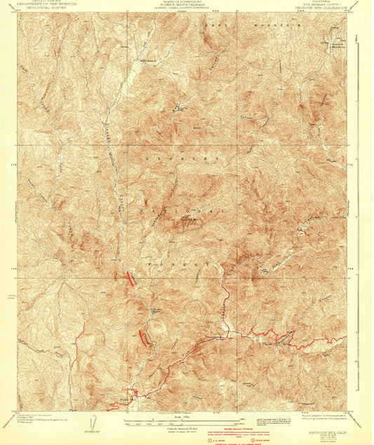Classic USGS Redrock Mountain California 7.5'x7.5' Topo Map Image
