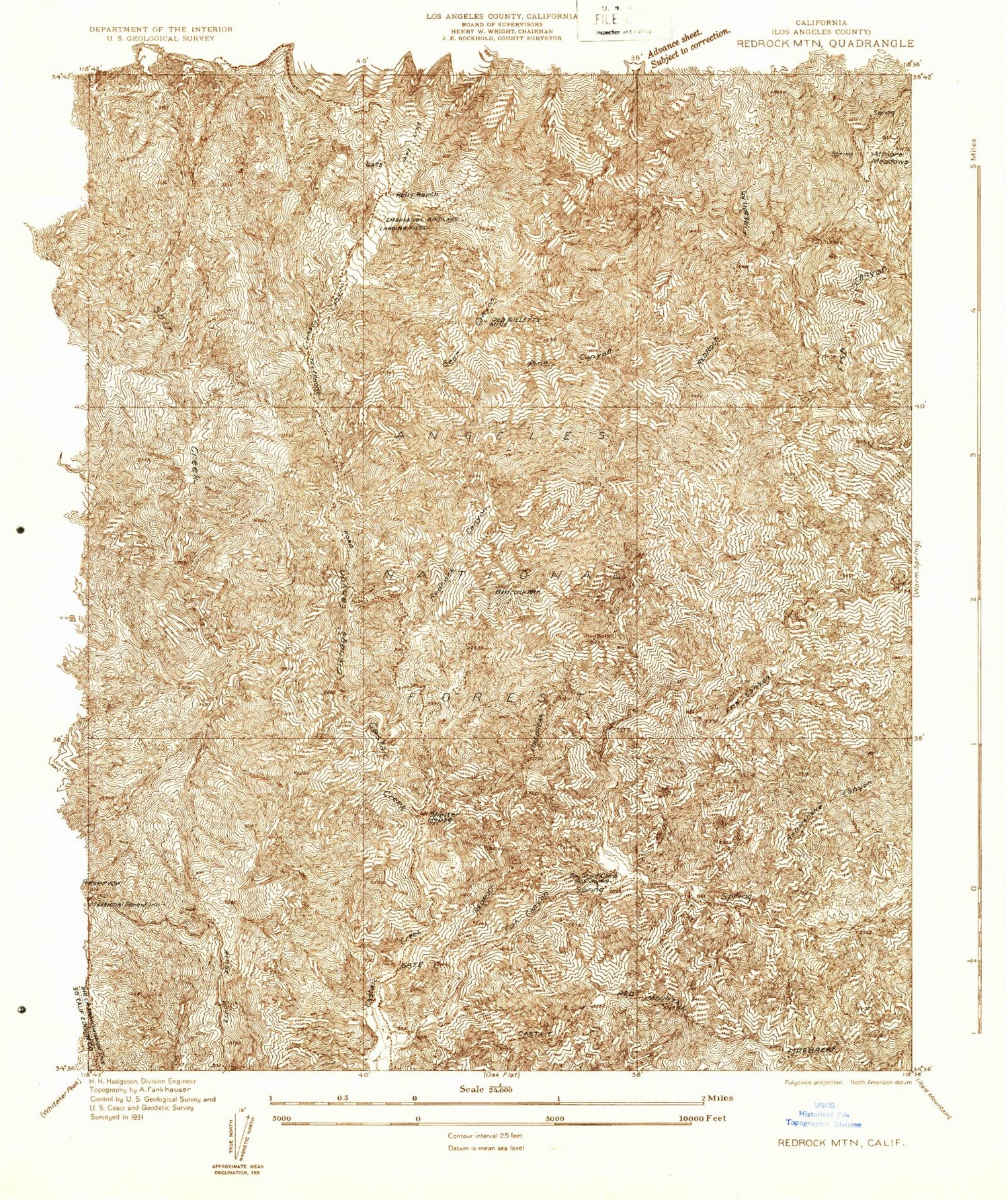 Classic USGS Redrock Mountain California 7.5'x7.5' Topo Map Image