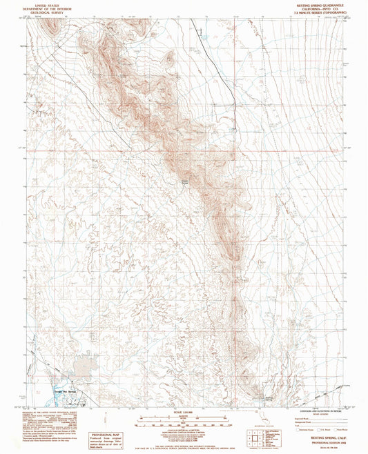 Classic USGS Resting Spring California 7.5'x7.5' Topo Map Image