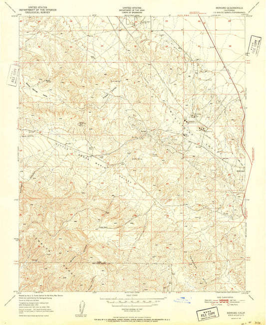 Classic USGS Reward California 7.5'x7.5' Topo Map Image