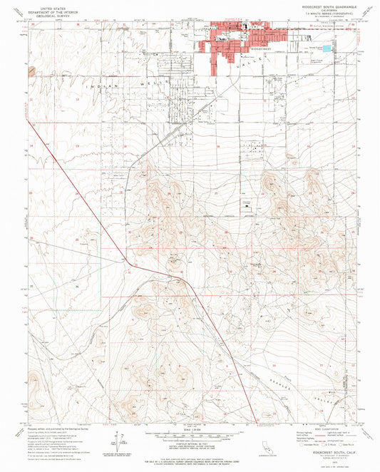 Classic USGS Ridgecrest South California 7.5'x7.5' Topo Map Image